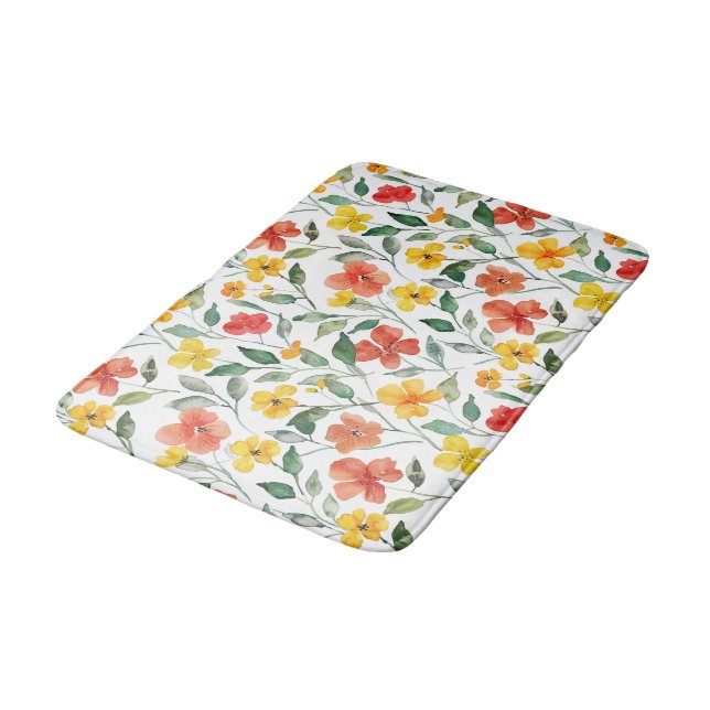 Gelbe Orangenblüten Badematte (Schrägansicht)