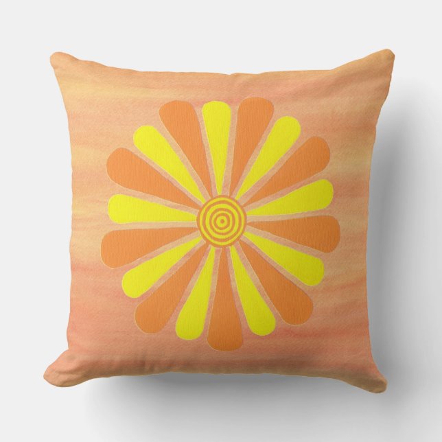 Gelbe Orangenenergie Sunburst Orange Blends Kissen (Vorderseite)