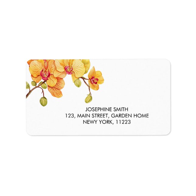 Gelbe Orchid-Blume Blossom-Adresse Adressaufkleber (Vorne)