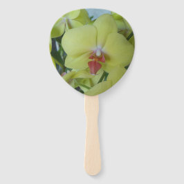 Gelbe Orchideen auf einer Hand: Lüfter Fächer
