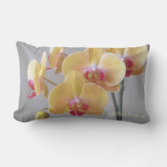 Gelbe Orchideen-Blume Lendenkissen (Vorderseite)
