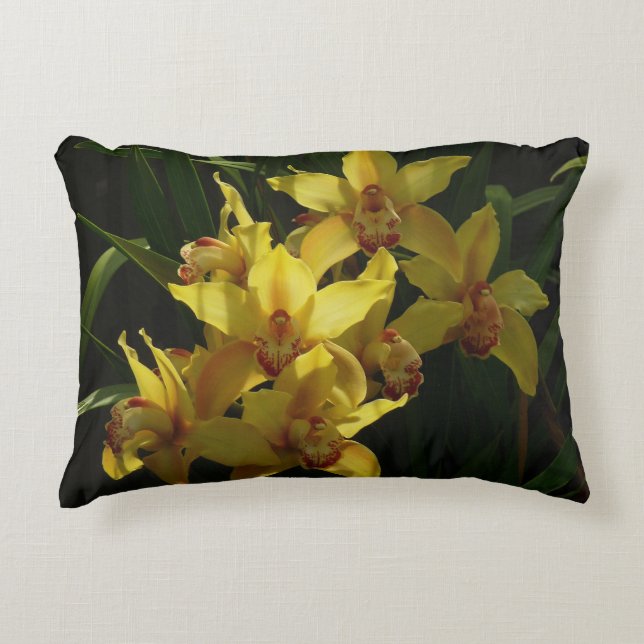 Gelbe Orchideen Dekokissen (Vorderseite)