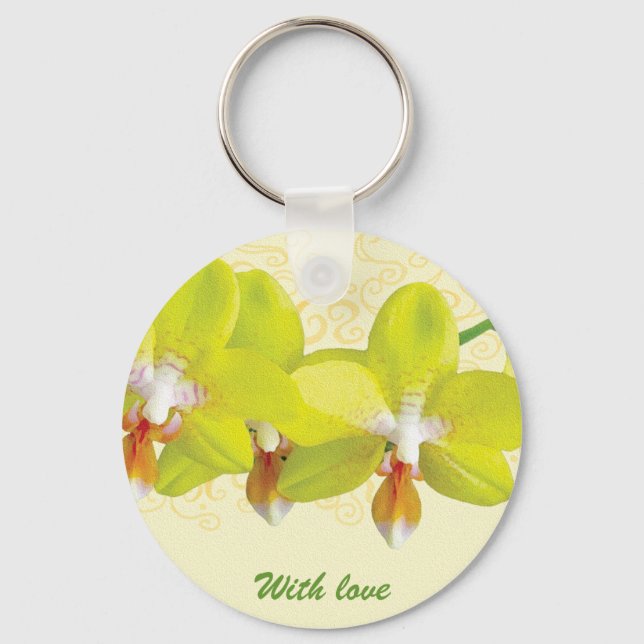 Gelbe Orchideen-Schlüsselanhänger Schlüsselanhänger (Vorderseite)