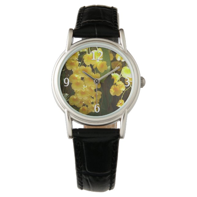 Gelbe Orchideen - tropische Blume Armbanduhr (Vorderseite)
