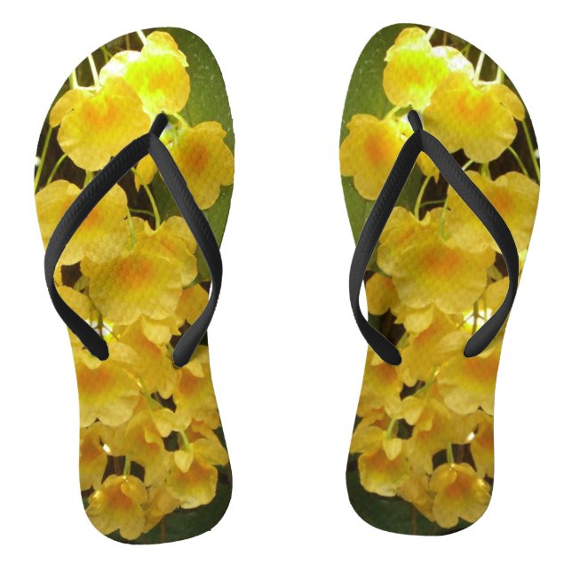 Gelbe Orchideen - tropische Blume Flip Flops (Fußbett)