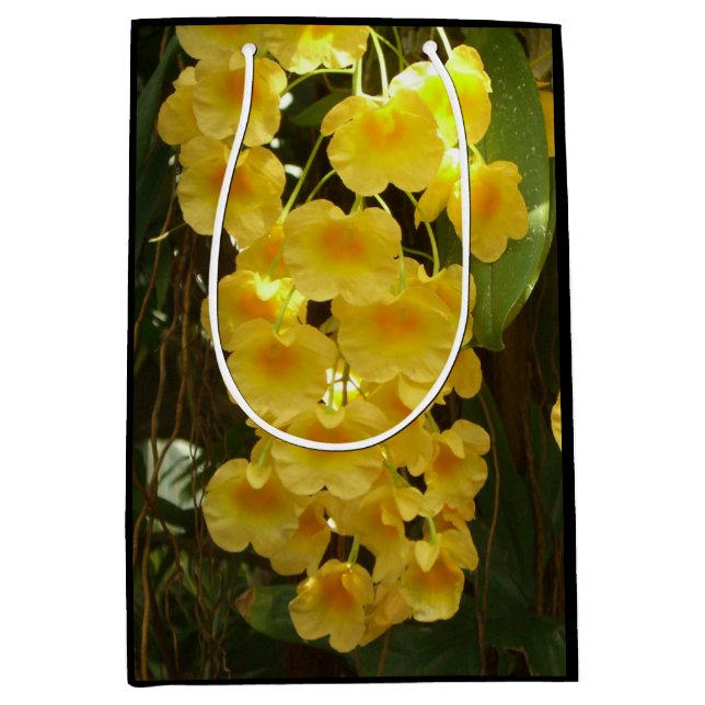 Gelbe Orchideen - tropische Blume Mittlere Geschenktüte (Vorderseite)