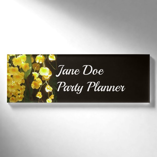 Gelbe Orchideen - tropische Blume Namenschild (Vorderseite)