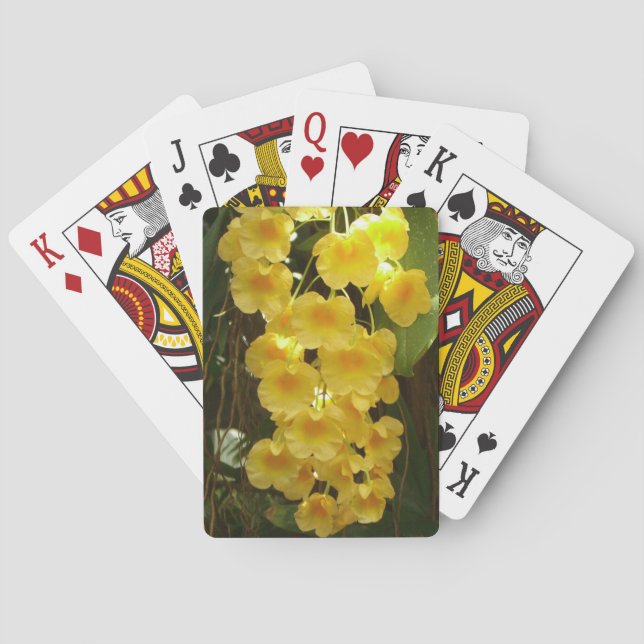 Gelbe Orchideen - tropische Blume Spielkarten (Rückseite)