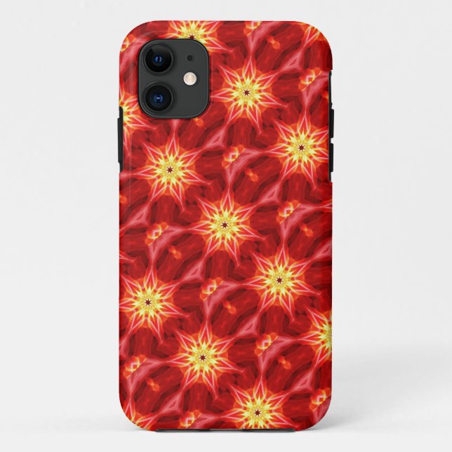 gelbe Ornamente in Rot Case-Mate iPhone Hülle (Rückseite)