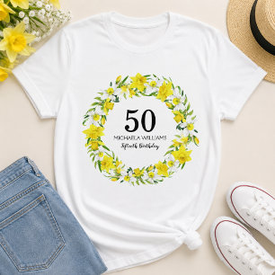 Gelbe Osterglocke Personalisierter Fünfzigster Geb T-Shirt