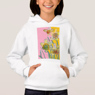 Gelbe Osterglocke Wasserfarben Kunst Mädchen T-Shi Hoodie