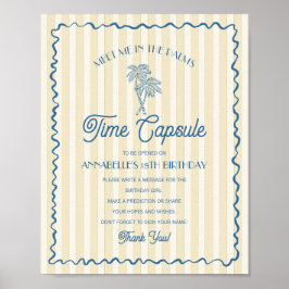 Gelbe Palmspinge Pastellfarben Strandkapsel Poster