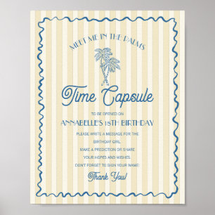 Gelbe Palmspinge Pastellfarben Strandkapsel Poster
