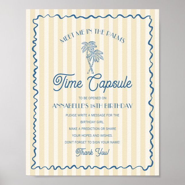 Gelbe Palmspinge Pastellfarben Strandkapsel Poster (Vorne)