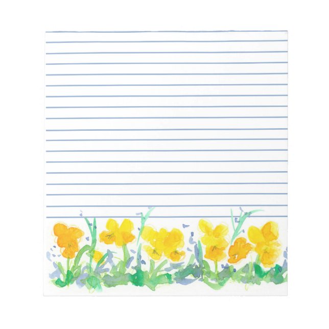 Gelbe Pansa Blume Wasserfarben Kunst, Dichtung und Notizblock (Vorderseite)