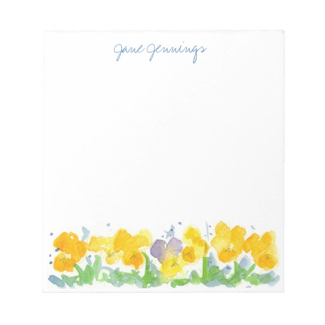 Gelbe Pansa Blume Wasserfarben Kunst, Dichtung und Notizblock (Vorderseite)