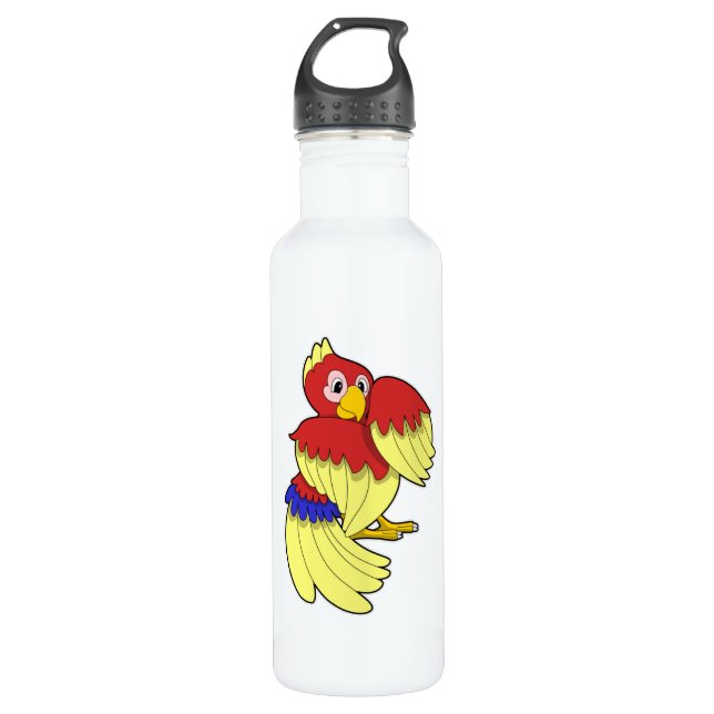 Gelbe Papagei Edelstahlflasche (Vorderseite)