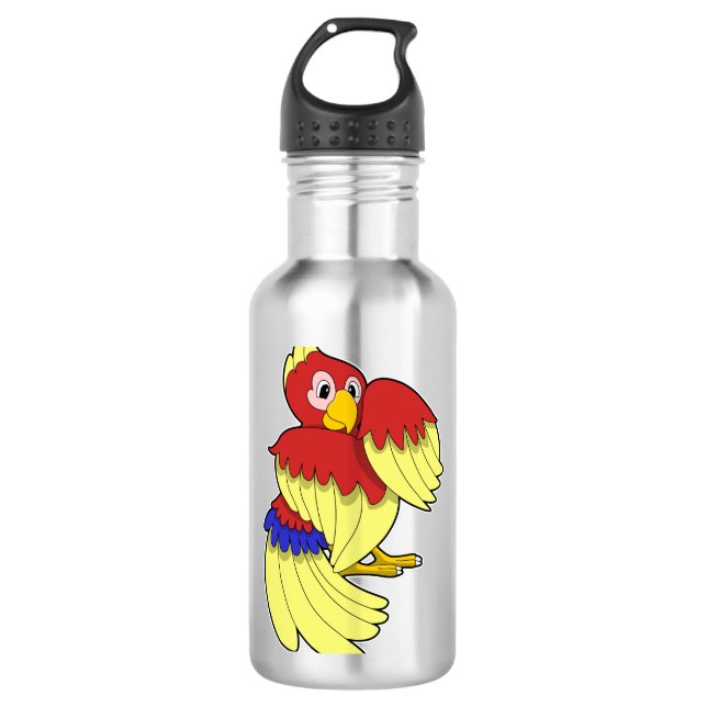 Gelbe Papagei Edelstahlflasche (Vorderseite)
