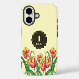 Gelbe Papageientuppe Floral Monogramm iPhone 16 Hülle