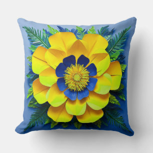 🌼 Gelbe Papierblumen-Zimmerdekoration 🌼 Kissen