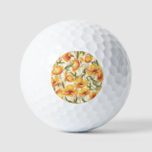 Gelbe Pappchen: von Hand gezeichnet Aquarellmuster Golfball
