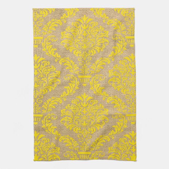 Gelbe Pariser Stimmung Damask Geschirrtuch (Vertikal)