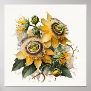 Gelbe Passion Blume Art Print Poster