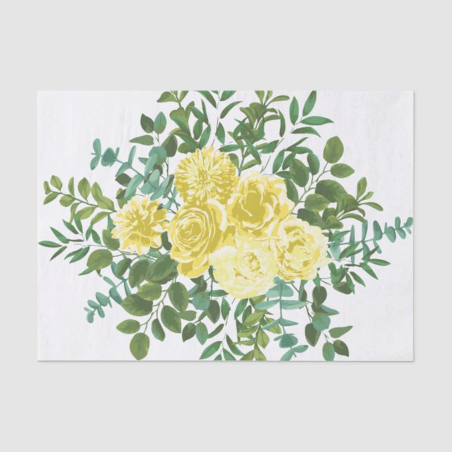 Gelbe Pastel Rose Blumenzehen Seidenpapier (Vorderseite)