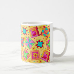 Gelbe Patchwork-Steppdecken-Entwurfs-Tasse Kaffeetasse