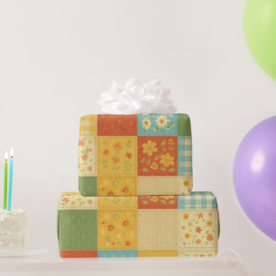 Gelbe Patchworkdecke Rustikales Landhaus Floral Geschenkpapier