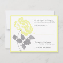Gelbe Peonie auf weißer Antwortkarte RSVP Karte