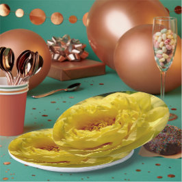 Gelbe Peony 9" Plate, 9" Runde Pappteller