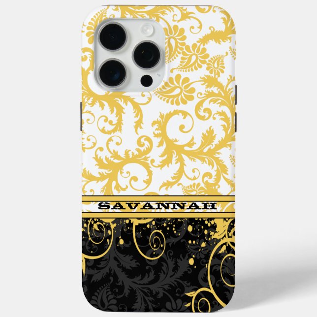 Gelbe Personalisierte Damaskus-iPhone-Skin title_seo2 (Rückseite)
