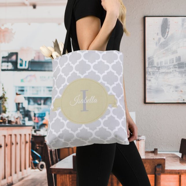 Gelbe Personalisierte Tüte Tasche (Yellow Quatrefoil Personalized Tote Bag)