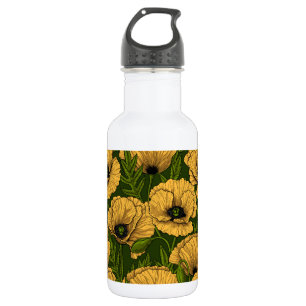 Gelbe Pfeffer auf dunkelgrün Edelstahlflasche