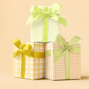 Gelbe Pfirsich-Pastell-Geometrie Frühling Geschenkpapier Set