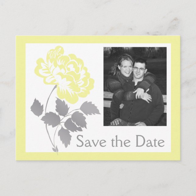 Gelbe Pfirsiche auf weißer Save the Date Postkarte (Vorderseite)
