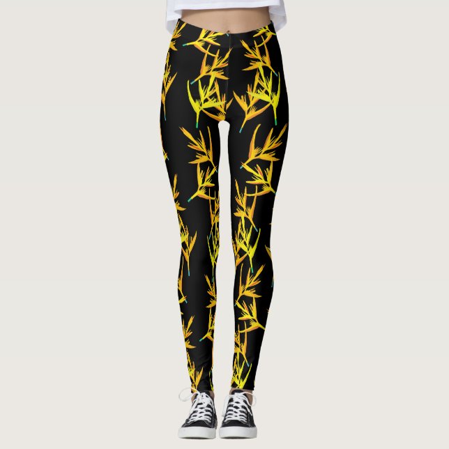 Gelbe Pflanze Leggings (Vorderseite)