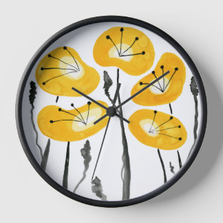 Gelbe Pflaumen, Abstrakte Aquarellfarben-Blume Uhr