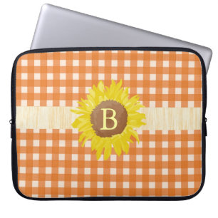 Gelbe Pflücke im Landstil, Sonnenblumen, Monogramm Laptopschutzhülle