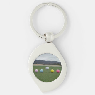 GELBE, PINK, BLAU UND WEISSE Golfbälle Schlüsselanhänger