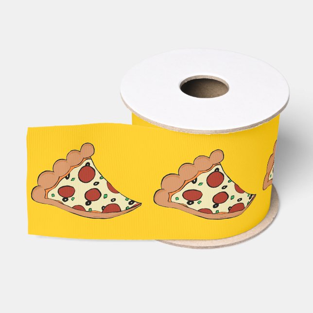 Gelbe Pizzascheiben deckten Band mit Ziegeln Ripsband (Spule)