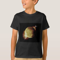 Gelbe Planet-3d-Darstellung im Universum