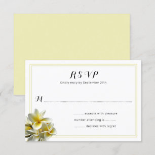 Gelbe Plumeria-Blume Hochzeiten von RSVP-Karten RSVP Karte