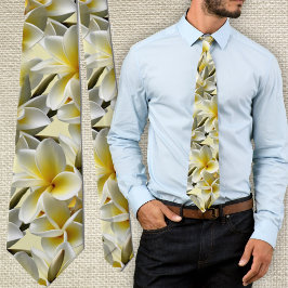 Gelbe Plumeria Blume Tropische Hochzeit Krawatte