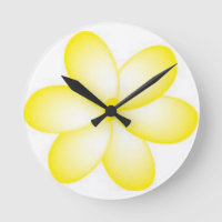 Gelbe Plumeria Design Kunst-Uhr