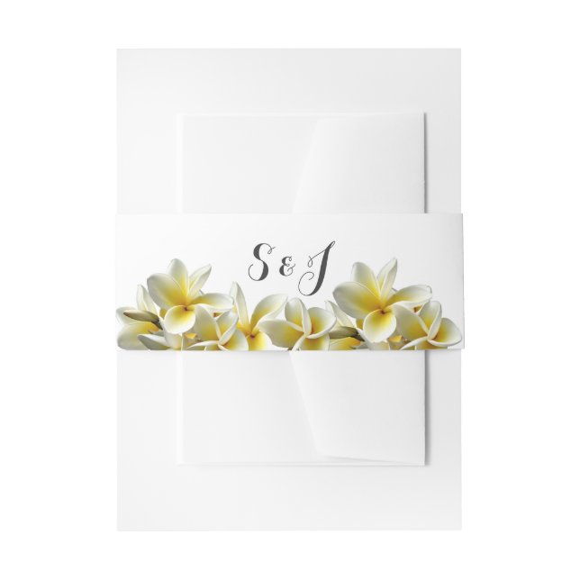Gelbe Plumeria-Hochzeitband Einladungsbanderole (Vorderseite Beispiel)