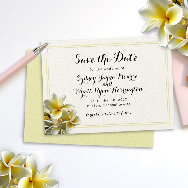 Gelbe Plumeria Save the Date Hochzeitskarten Einladung (Von Creator hochgeladen)