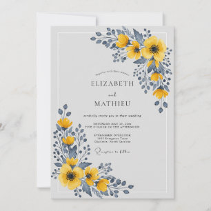 Gelbe polierte botanische Hochzeit Einladung