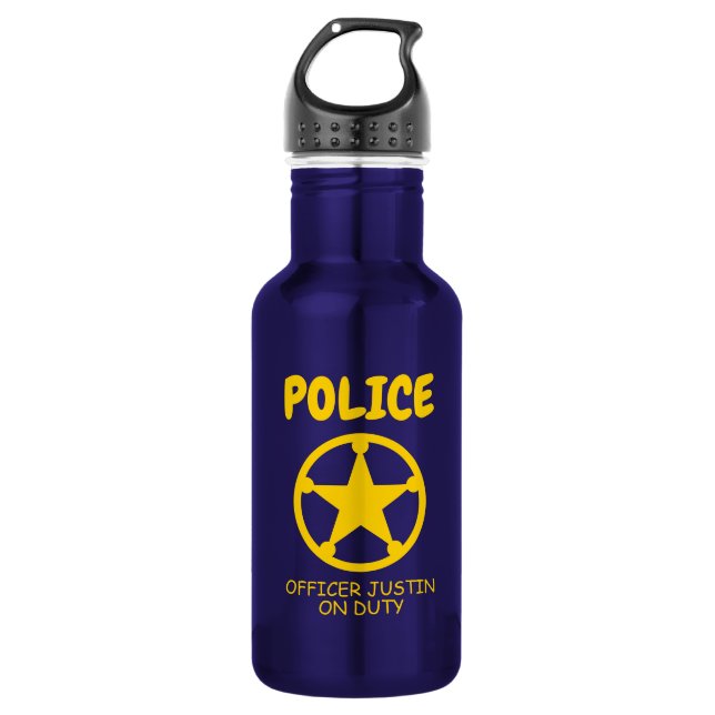 Gelbe Polizeistern personalisierte Kinderflasche Edelstahlflasche (Vorderseite)